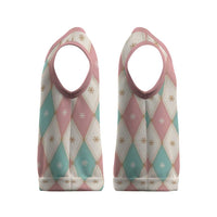 Pastel Snowflake Christmas Argyle Pattern Christmas Knitted V-Neck Vest - Wonder Print Shop