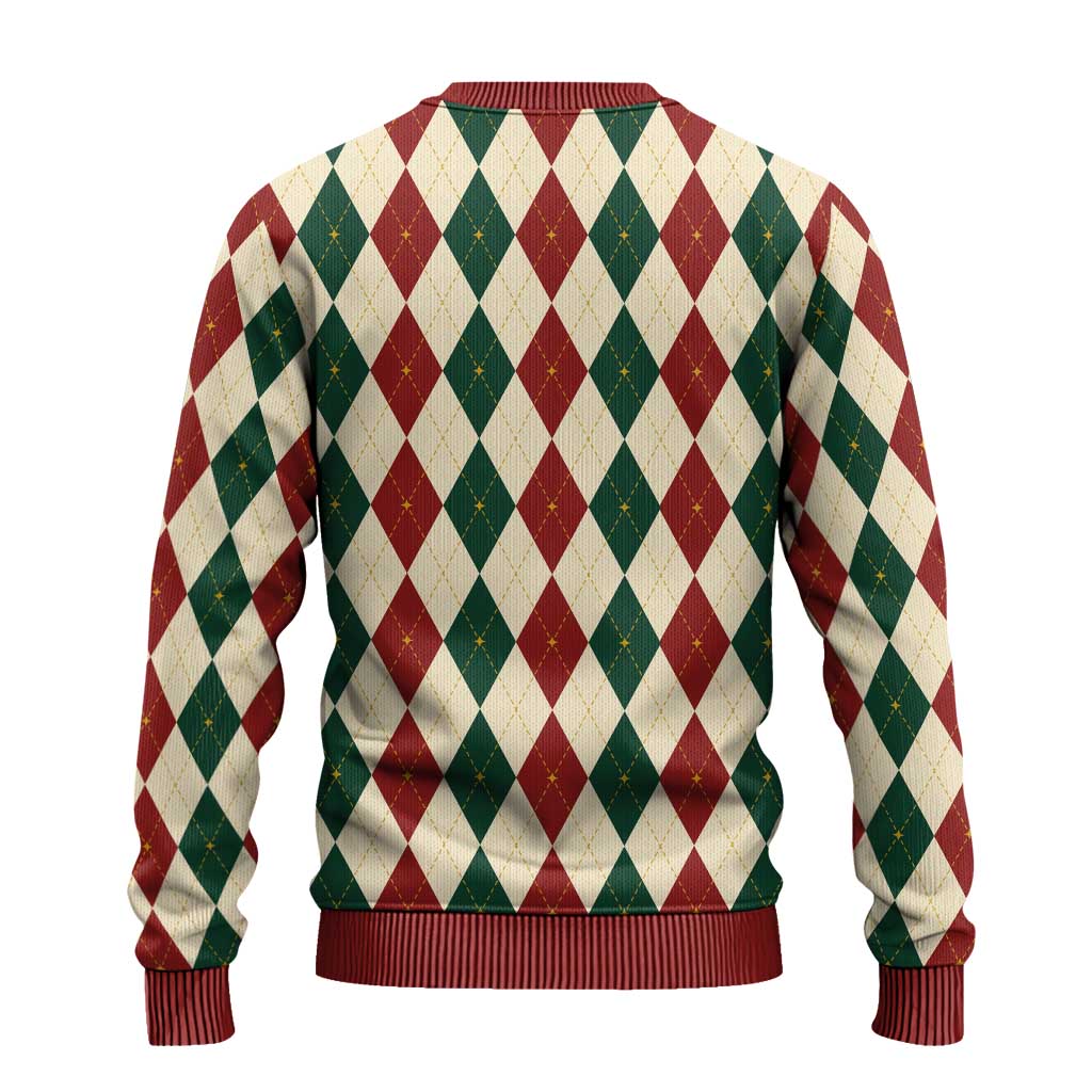 Red Green Harlequin Diamond Christmas Pattern Ugly Christmas Sweater - Wonder Print Shop