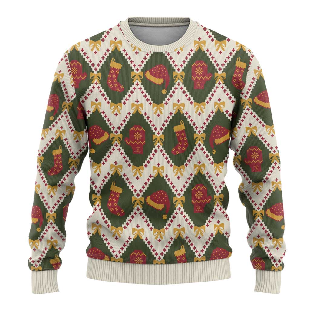 Green Cozy Christmas Argyle Pattern Ugly Christmas Sweater - Wonder Print Shop