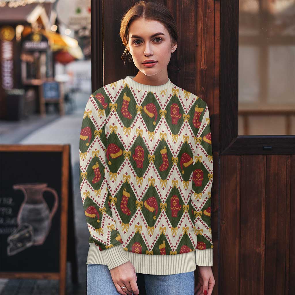 Green Cozy Christmas Argyle Pattern Ugly Christmas Sweater - Wonder Print Shop