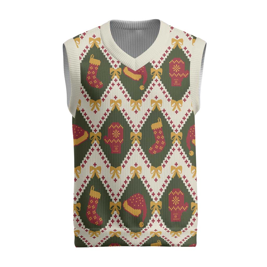 Green Cozy Christmas Argyle Pattern Christmas Knitted V-Neck Vest - Wonder Print Shop
