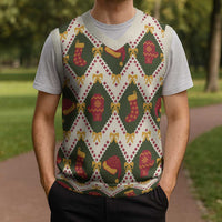 Green Cozy Christmas Argyle Pattern Christmas Knitted V-Neck Vest - Wonder Print Shop