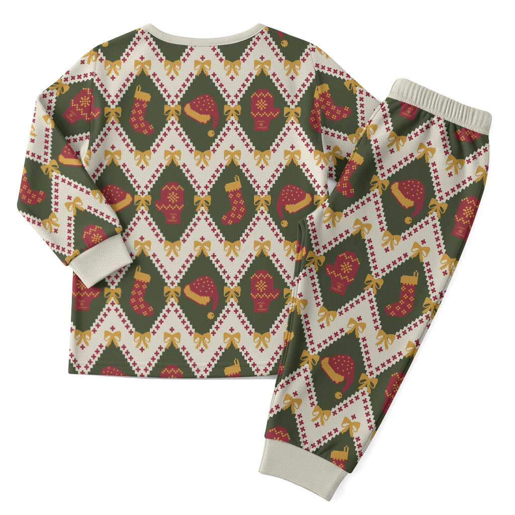 Green Cozy Christmas Argyle Pattern Christmas Pajama Set - Wonder Print Shop
