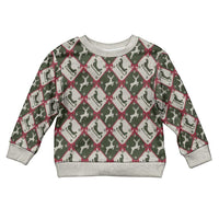 Dark Forest Green Christmas Argyle Pattern Kid Ugly Christmas Sweater - Wonder Print Shop