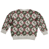 Dark Forest Green Christmas Argyle Pattern Kid Ugly Christmas Sweater - Wonder Print Shop