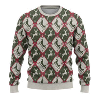 Dark Forest Green Christmas Argyle Pattern Ugly Christmas Sweater - Wonder Print Shop