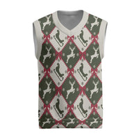 Dark Forest Green Christmas Argyle Pattern Christmas Knitted V-Neck Vest - Wonder Print Shop