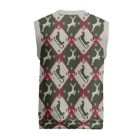 Dark Forest Green Christmas Argyle Pattern Christmas Knitted V-Neck Vest - Wonder Print Shop