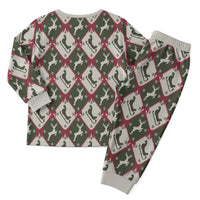 Dark Forest Green Christmas Argyle Pattern Christmas Pajama Set - Wonder Print Shop