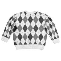 Black White Snowflake Christmas Argyle Pattern Kid Ugly Christmas Sweater - Wonder Print Shop