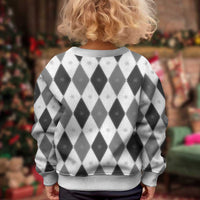 Black White Snowflake Christmas Argyle Pattern Kid Ugly Christmas Sweater - Wonder Print Shop