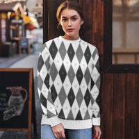 Black White Snowflake Christmas Argyle Pattern Ugly Christmas Sweater - Wonder Print Shop