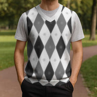 Black White Snowflake Christmas Argyle Pattern Christmas Knitted V-Neck Vest - Wonder Print Shop