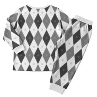 Black White Snowflake Christmas Argyle Pattern Christmas Pajama Set - Wonder Print Shop