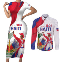Personalised Haiti 221st Anniversary Independence Day Couples Matching Short Sleeve Bodycon Dress and Long Sleeve Button Shirt LT05 - Wonder Print Shop