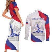 Personalised Haiti 221st Anniversary Independence Day Couples Matching Short Sleeve Bodycon Dress and Long Sleeve Button Shirt LT05 - Wonder Print Shop