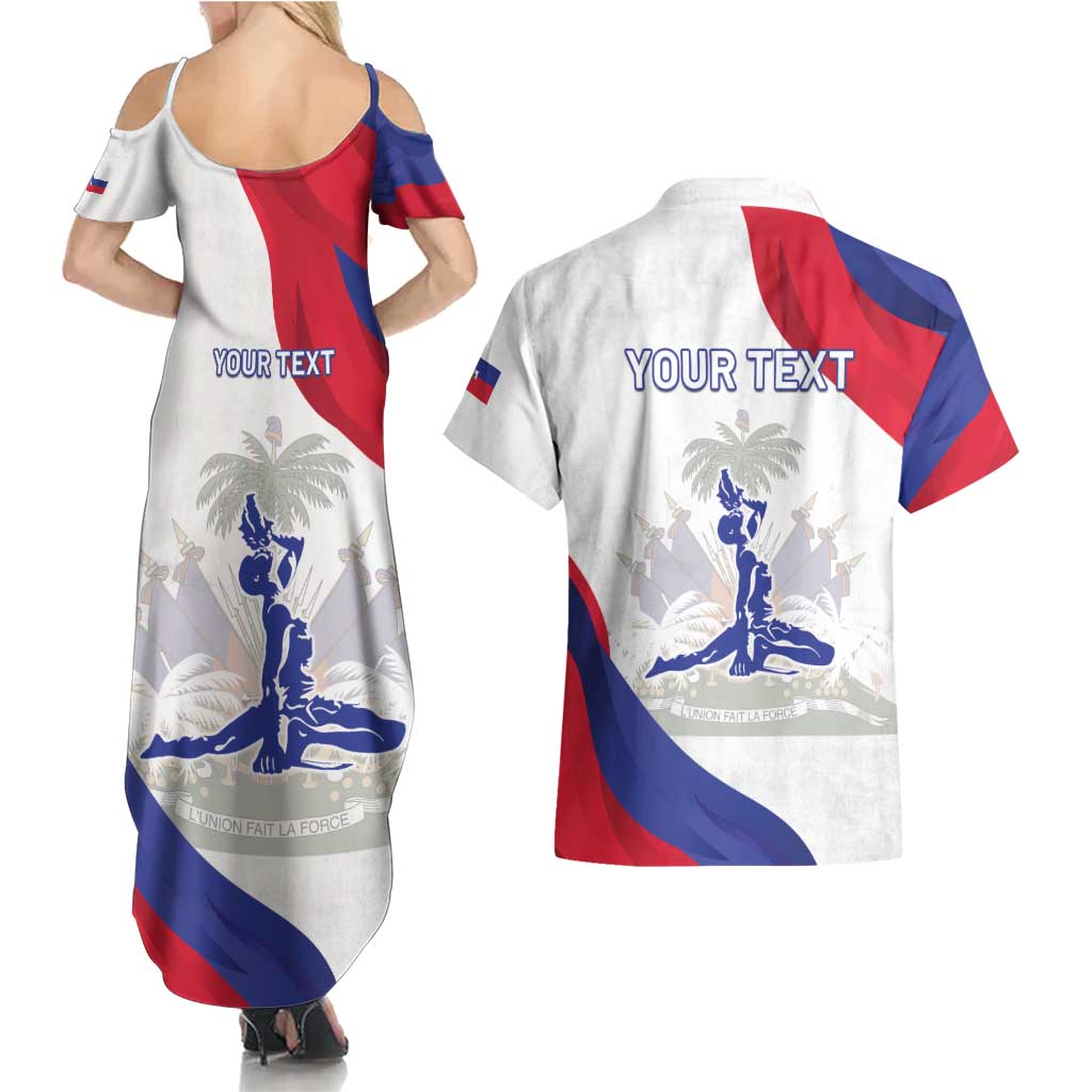 Personalised Haiti 221st Anniversary Independence Day Couples Matching Summer Maxi Dress and Hawaiian Shirt LT05 - Wonder Print Shop