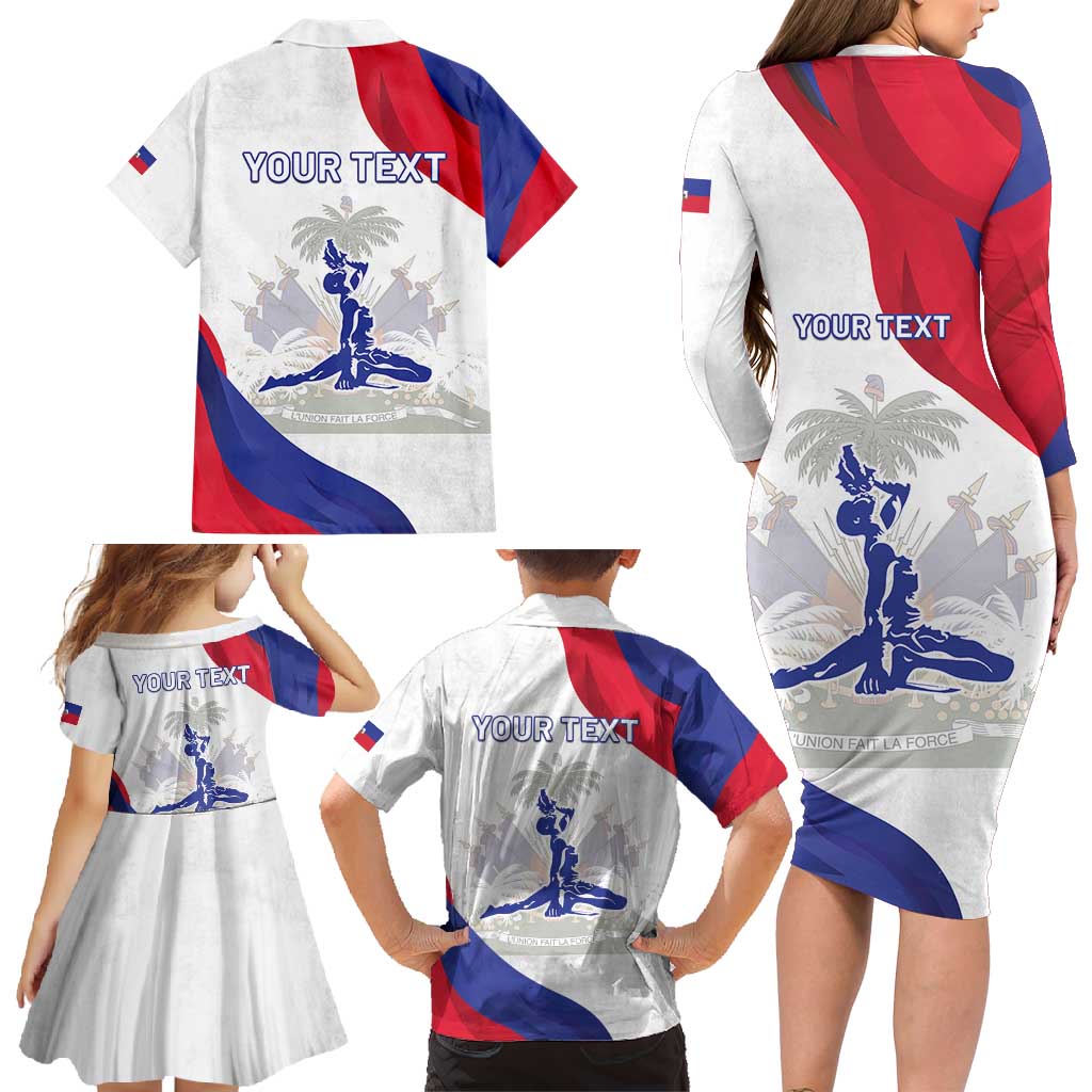 Personalised Haiti 221st Anniversary Independence Day Family Matching Long Sleeve Bodycon Dress and Hawaiian Shirt LT05 - Wonder Print Shop