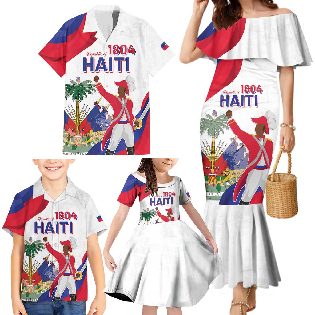 Personalised Haiti 221st Anniversary Independence Day Family Matching Mermaid Dress and Hawaiian Shirt LT05 - Wonder Print Shop