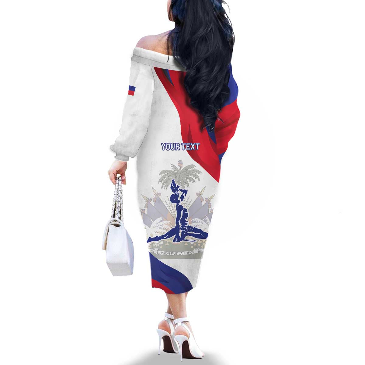 Personalised Haiti 221st Anniversary Independence Day Family Matching Off The Shoulder Long Sleeve Dress and Hawaiian Shirt LT05 - Wonder Print Shop