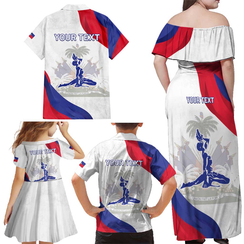 Personalised Haiti 221st Anniversary Independence Day Family Matching Off Shoulder Maxi Dress and Hawaiian Shirt LT05 - Wonder Print Shop