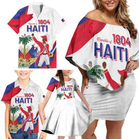 Personalised Haiti 221st Anniversary Independence Day Family Matching Off Shoulder Short Dress and Hawaiian Shirt LT05 - Wonder Print Shop