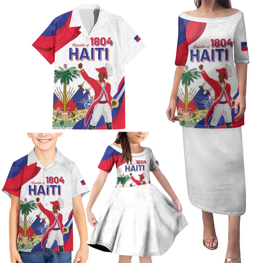 Personalised Haiti 221st Anniversary Independence Day Family Matching Puletasi and Hawaiian Shirt LT05 - Wonder Print Shop