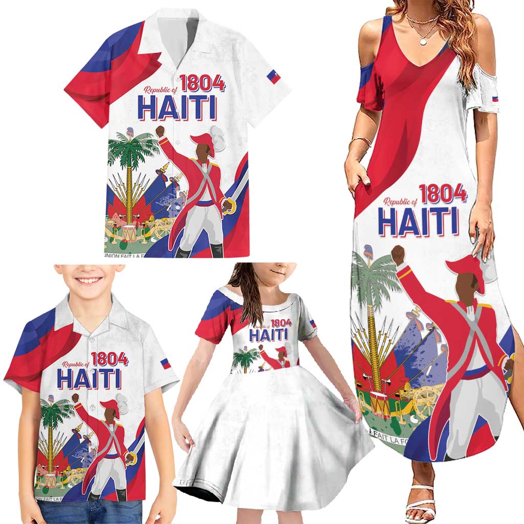 Personalised Haiti 221st Anniversary Independence Day Family Matching Summer Maxi Dress and Hawaiian Shirt LT05 - Wonder Print Shop