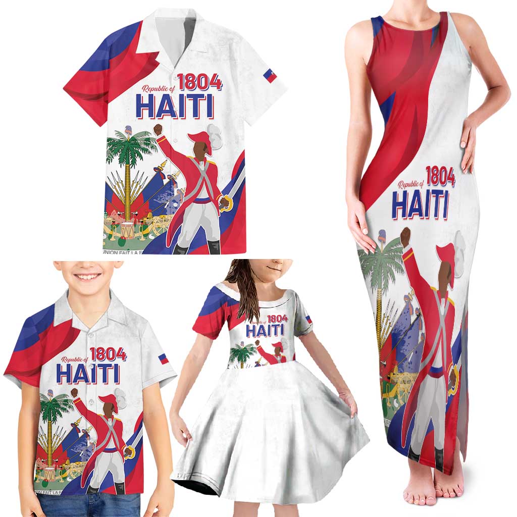 Personalised Haiti 221st Anniversary Independence Day Family Matching Tank Maxi Dress and Hawaiian Shirt LT05 - Wonder Print Shop