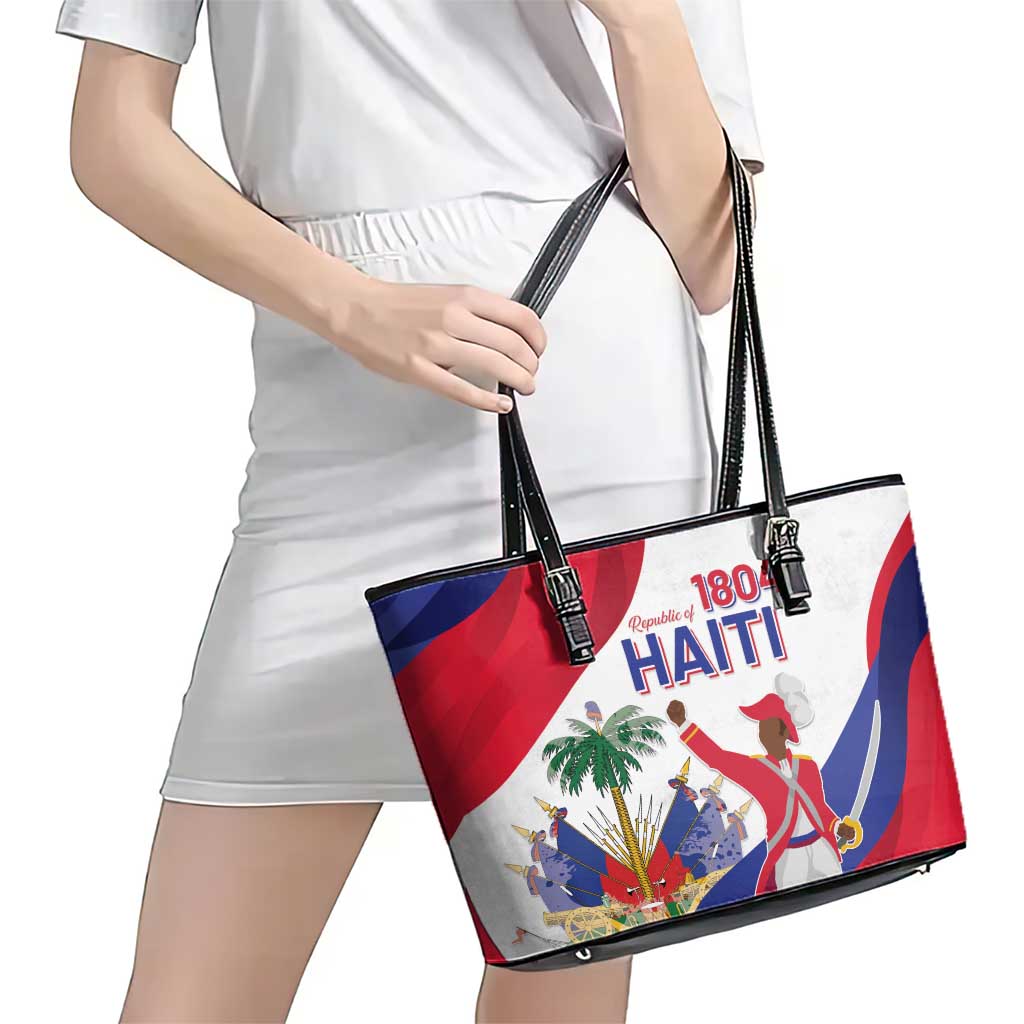 Haiti 221st Anniversary Independence Day Leather Tote Bag LT05 - Wonder Print Shop