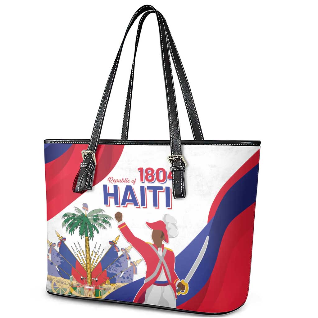 Haiti 221st Anniversary Independence Day Leather Tote Bag LT05 - Wonder Print Shop