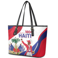 Haiti 221st Anniversary Independence Day Leather Tote Bag LT05 - Wonder Print Shop