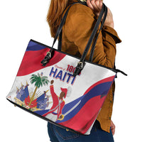 Haiti 221st Anniversary Independence Day Leather Tote Bag LT05 - Wonder Print Shop