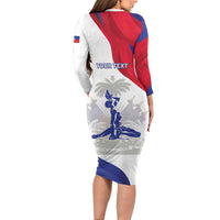 Personalised Haiti 221st Anniversary Independence Day Long Sleeve Bodycon Dress LT05 - Wonder Print Shop