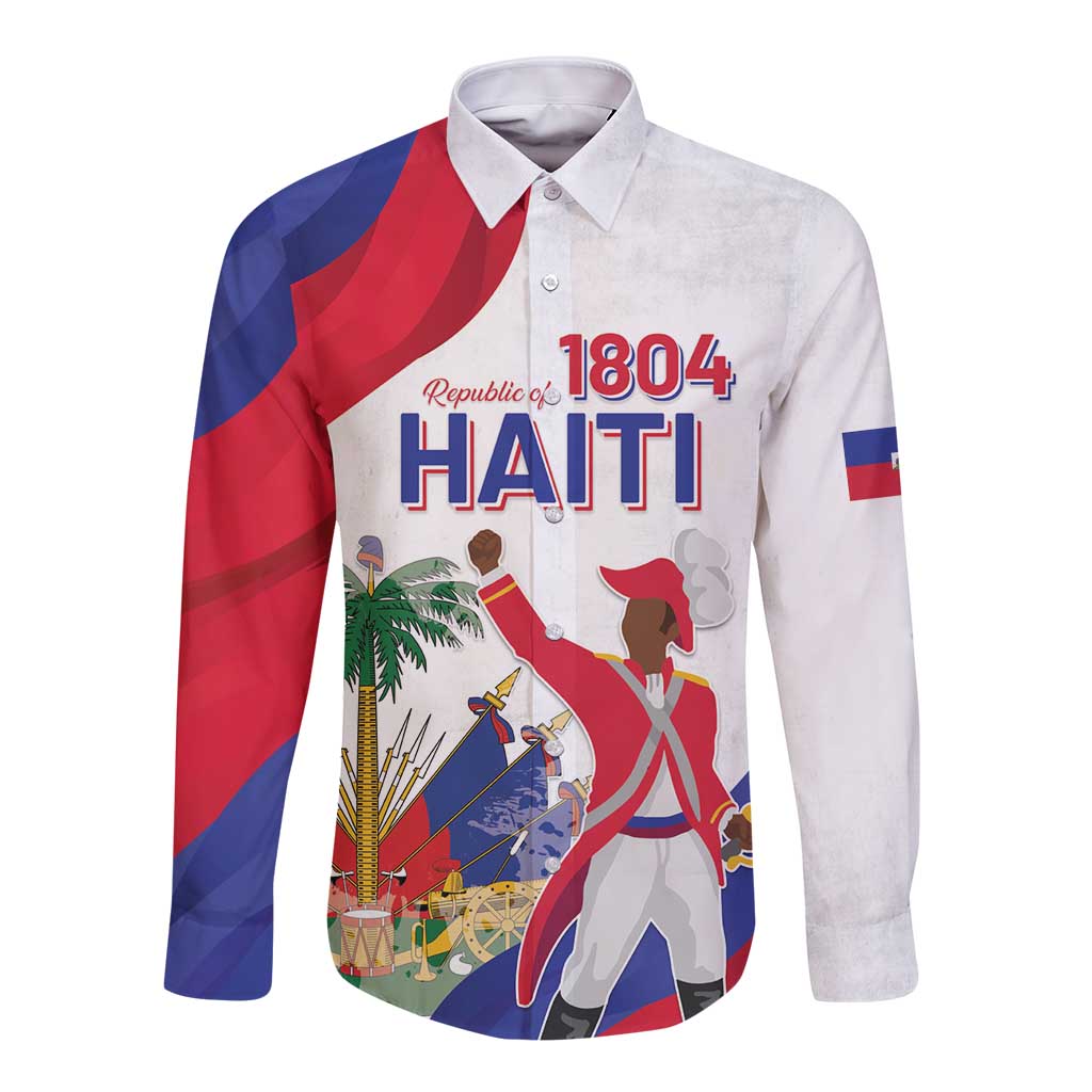 Personalised Haiti 221st Anniversary Independence Day Long Sleeve Button Shirt LT05 - Wonder Print Shop
