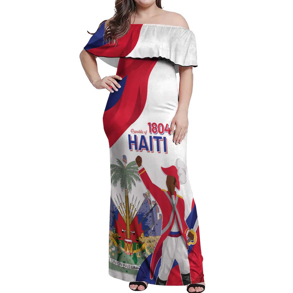 Personalised Haiti 221st Anniversary Independence Day Off Shoulder Maxi Dress LT05 - Wonder Print Shop