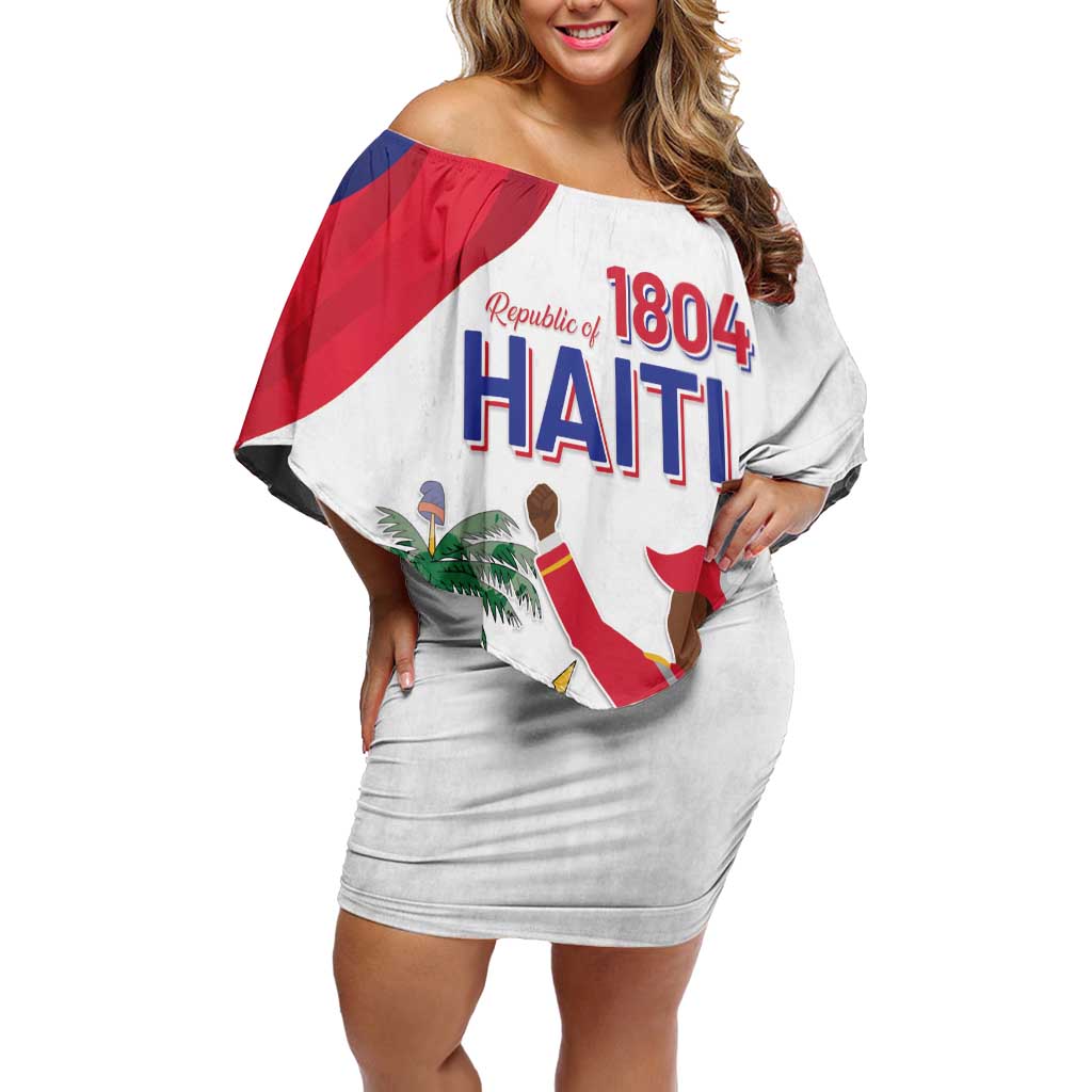 Personalised Haiti 221st Anniversary Independence Day Off Shoulder Short Dress LT05 - Wonder Print Shop