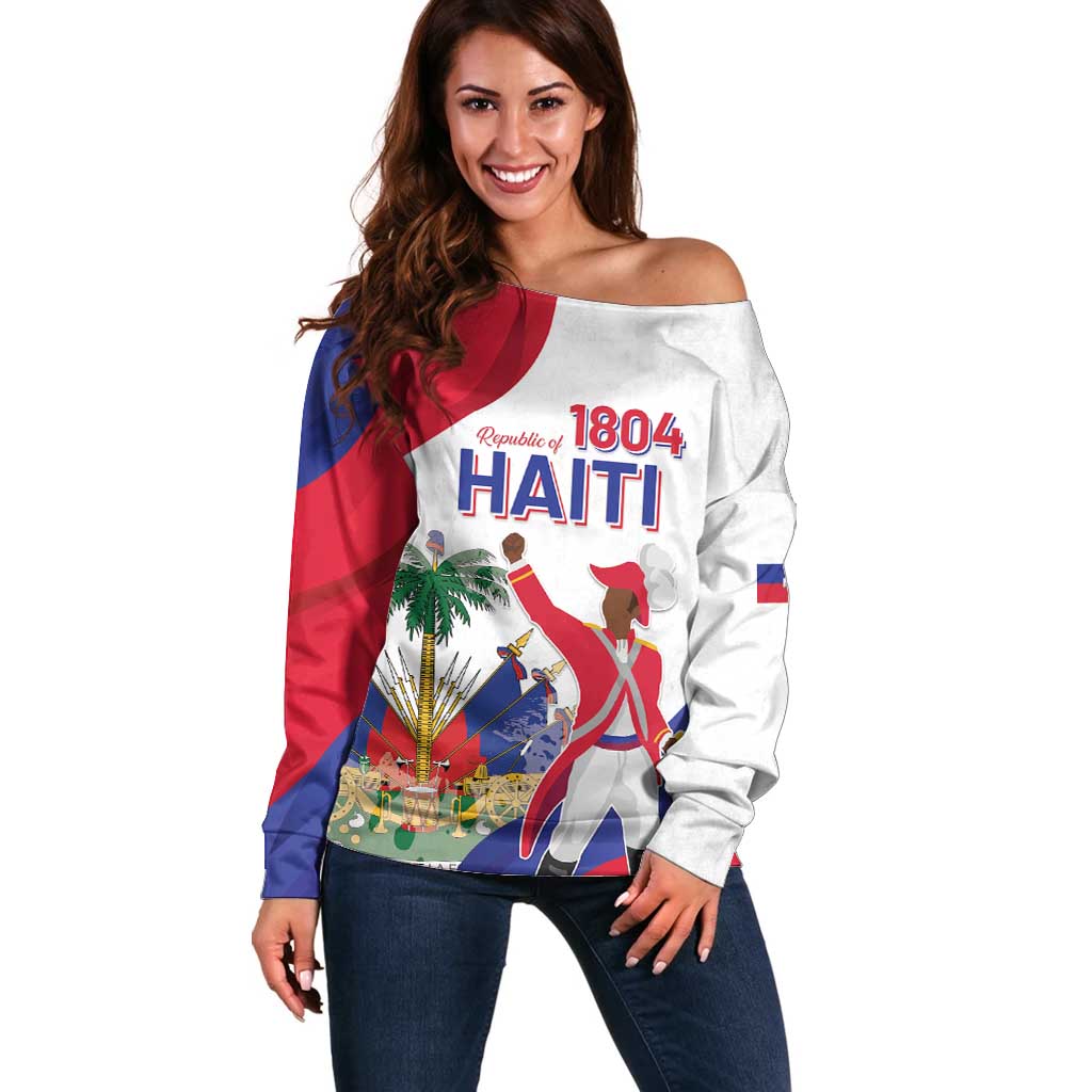 Personalised Haiti 221st Anniversary Independence Day Off Shoulder Sweater LT05 - Wonder Print Shop
