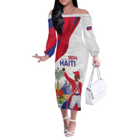 Personalised Haiti 221st Anniversary Independence Day Off The Shoulder Long Sleeve Dress LT05 - Wonder Print Shop