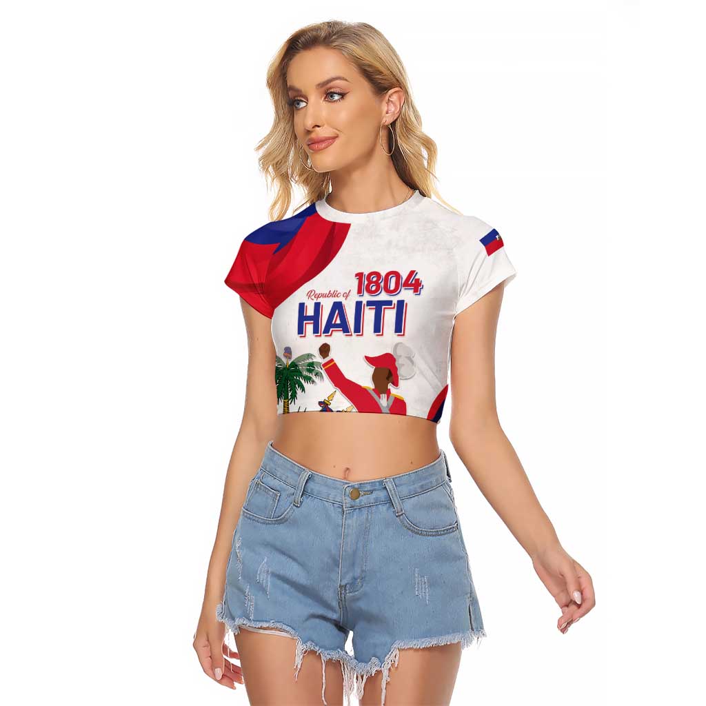 Personalised Haiti 221st Anniversary Independence Day Raglan Cropped T Shirt LT05 - Wonder Print Shop