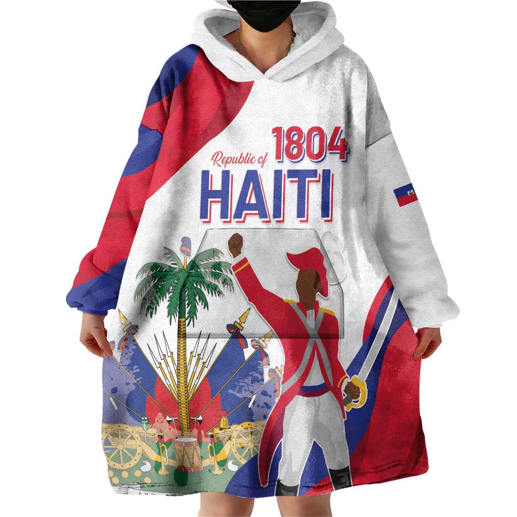 Personalised Haiti 221st Anniversary Independence Day Wearable Blanket Hoodie LT05 - Wonder Print Shop