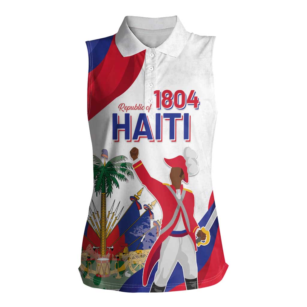 Personalised Haiti 221st Anniversary Independence Day Women Sleeveless Polo Shirt LT05 - Wonder Print Shop