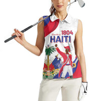 Personalised Haiti 221st Anniversary Independence Day Women Sleeveless Polo Shirt LT05 - Wonder Print Shop