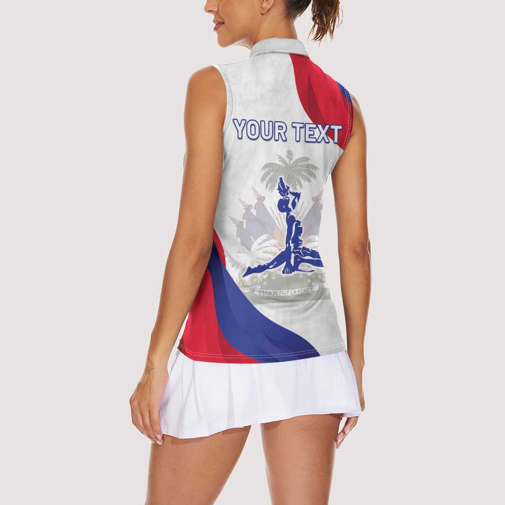 Personalised Haiti 221st Anniversary Independence Day Women Sleeveless Polo Shirt LT05 - Wonder Print Shop