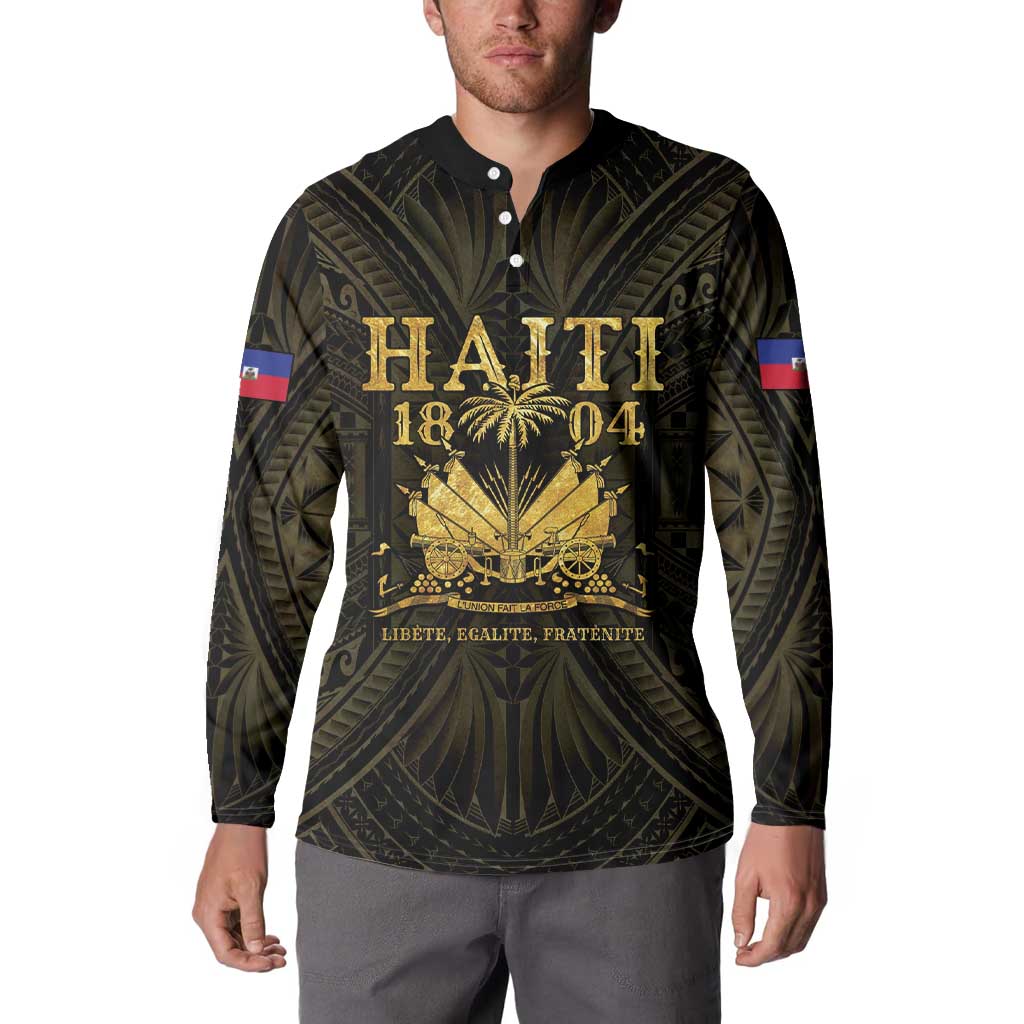 Haiti 1804 Button Sweatshirt Polynesian Gold Neg Maron LT05 - Wonder Print Shop