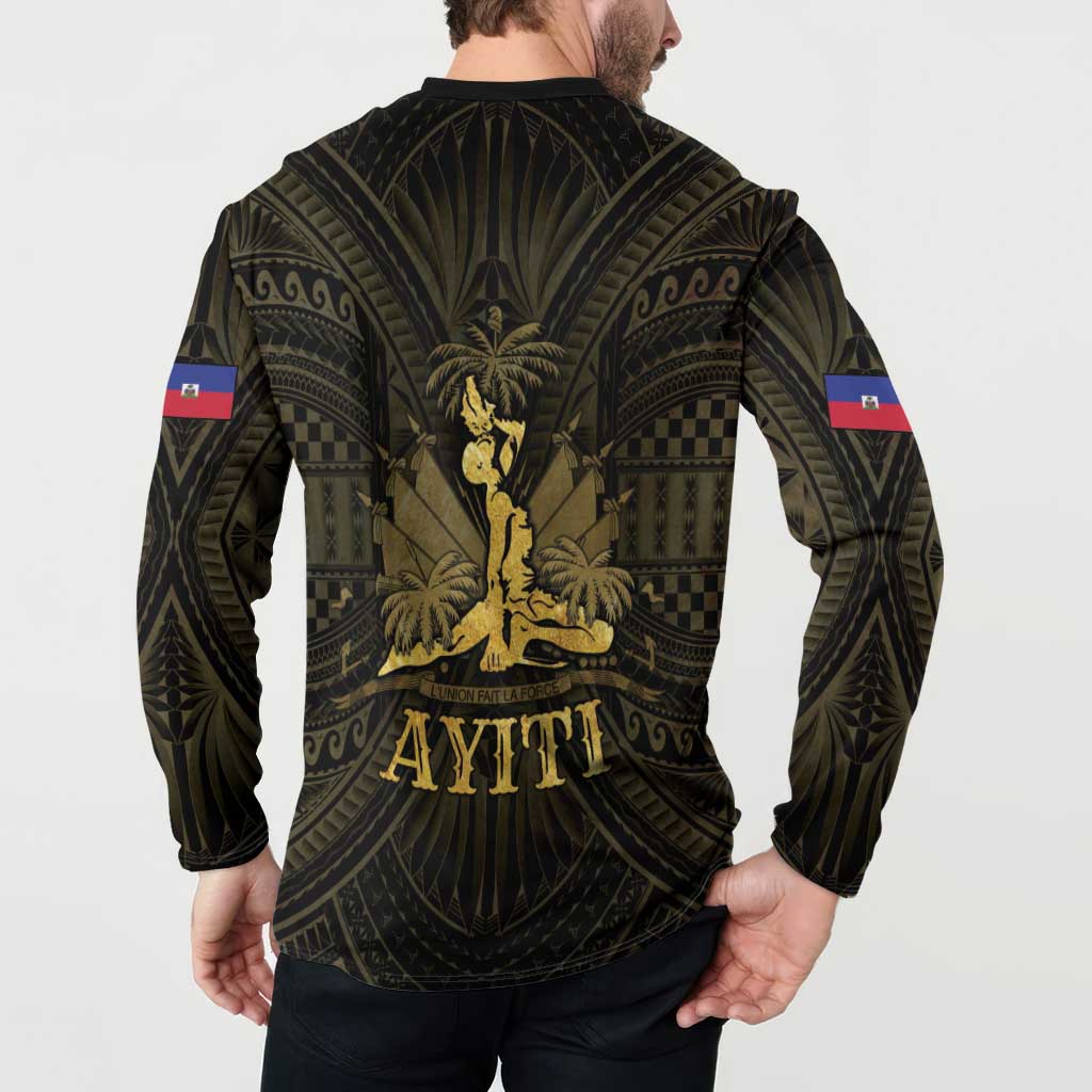 Haiti 1804 Button Sweatshirt Polynesian Gold Neg Maron LT05 - Wonder Print Shop