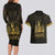 Haiti 1804 Couples Matching Long Sleeve Bodycon Dress and Hawaiian Shirt Polynesian Gold Neg Maron LT05 - Wonder Print Shop