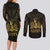 Haiti 1804 Couples Matching Long Sleeve Bodycon Dress and Long Sleeve Button Shirt Polynesian Gold Neg Maron LT05 - Wonder Print Shop