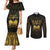 Haiti 1804 Couples Matching Mermaid Dress and Long Sleeve Button Shirt Polynesian Gold Neg Maron