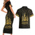 Haiti 1804 Couples Matching Short Sleeve Bodycon Dress and Hawaiian Shirt Polynesian Gold Neg Maron LT05 - Wonder Print Shop
